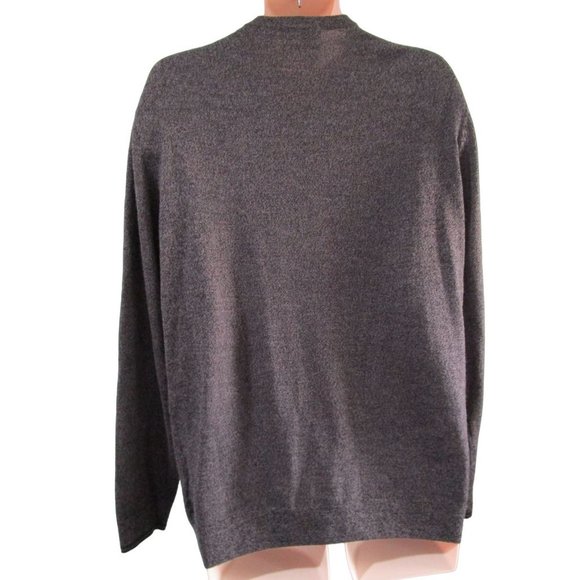 Calvin Klein Extra Fine Merino Sweater Heathered Charcoal V Neck Mens Large EUC - Picture 2 of 16